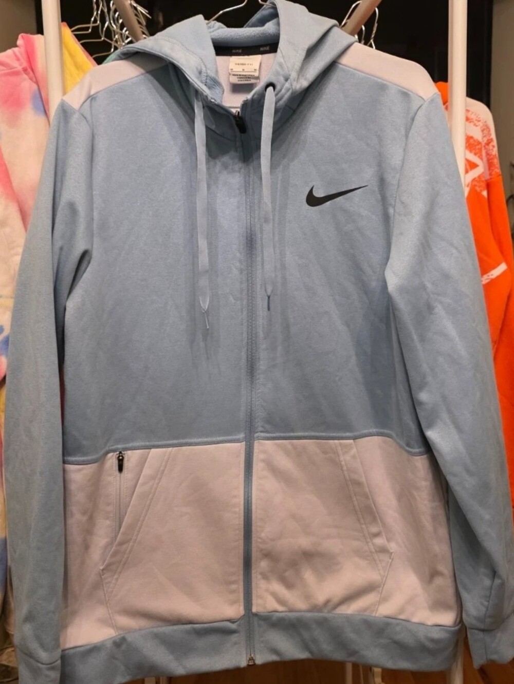 Mens Nike Zip Up With Hood. Light Blue,Therma Fit. Never Worn